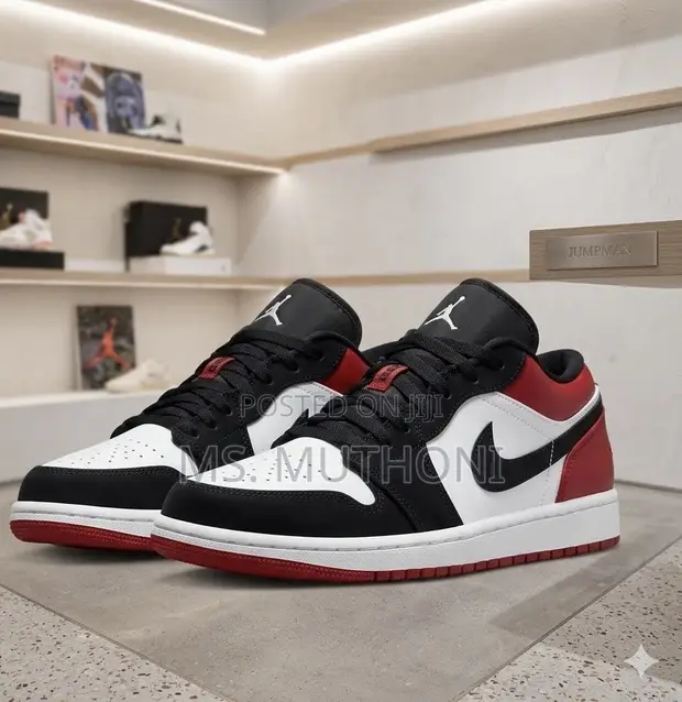 Air Jordan 1 Low Red Toe Sneakers - 1
