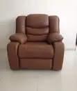 Modern Single Recliner Couch - Brown Leather - 2