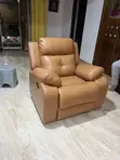 Modern Single Recliner Couch - Brown Leather - 5