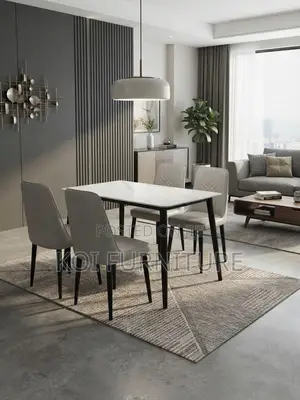 Four Seater Brown Leather Dining Set