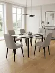 Four Seater Brown Leather Dining Set - 2