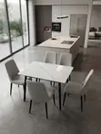 Four Seater Brown Leather Dining Set - 4