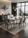 Four Seater Brown Leather Dining Set - 5