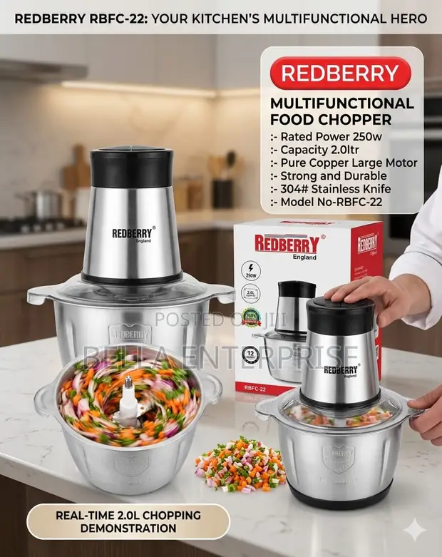 Redberry Premium Food Chopper RBFC-22 (2L) - 1