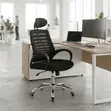 Mesh Adjustable Home Office Headrest Chair - Black - 3