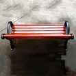Modern Outdoor Bench - Brown Metal Frame - 1