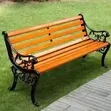 Modern Outdoor Bench - Brown Metal Frame - 4