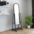Full Length Dressing Mirror with Wheels & Shoe Rack | Black/White - 2