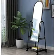 Full Length Dressing Mirror with Wheels & Shoe Rack | Black/White - 3