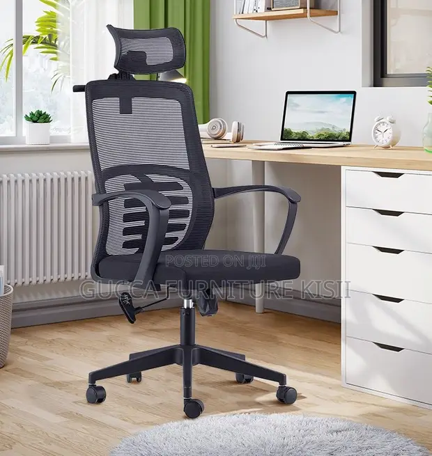 Adjustable High Back Office Chair with Headrest - 1
