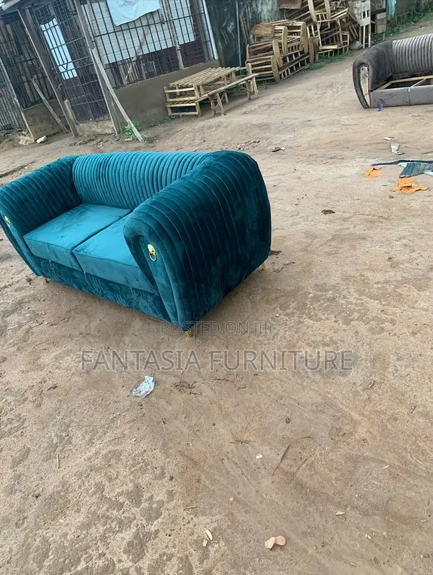 Executive 2 Seater Teal Fabric Sofa - 1