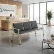 Upholstered Three-Seater Leather Reception Bench - 1