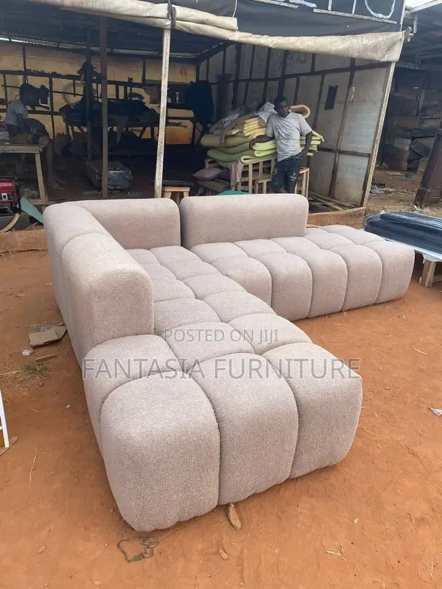 Sofa Mpya ya L-Shape ya Viti 5 Grey - 1