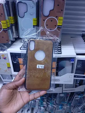 Brown Leather Phone Case with Logo Cutout for iPhone X/XS