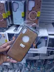 Brown Leather Phone Case with Logo Cutout for iPhone X/XS - 2