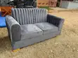 Sofa ya Vitambaa 2 Seater Kawaida Grey yenye Vifungo - 1