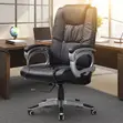 Executive High Backrest Leather Office Chair - Brown - 5