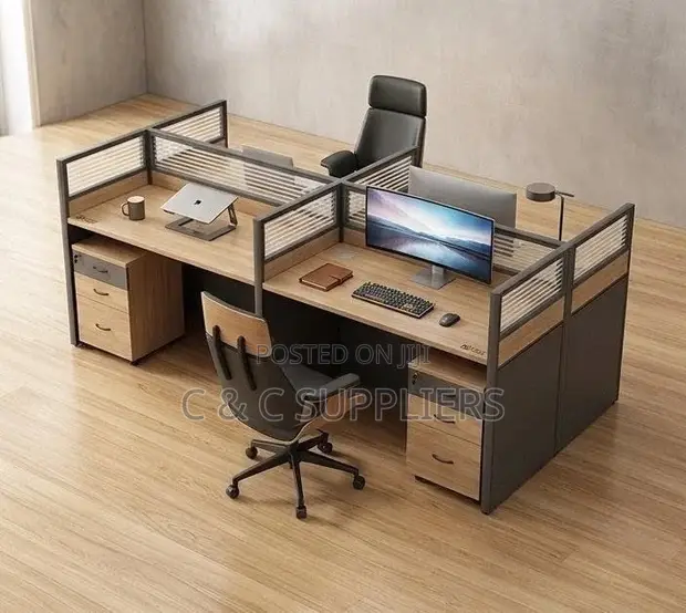 Brown Imported 4-Station Office Desk - 1
