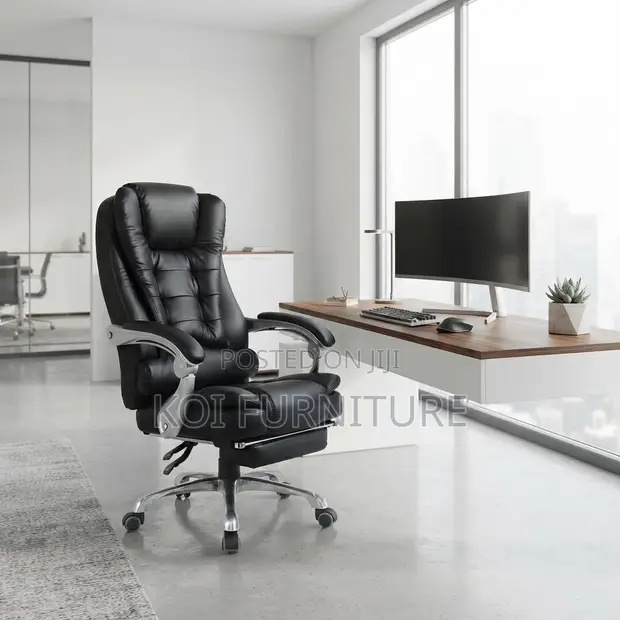 Leather Boss High Backrest Office Chair - Black - 1