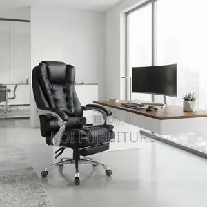 Leather Boss High Backrest Office Chair - Black