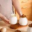 3-Piece Ceramic Canister Set with Bamboo Base - 2