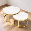 Modern 2-in-1 Marble Top Gold Stand Nesting Coffee Table - 2