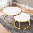 2-in-1 Marble Top Gold Stand Nesting Coffee Table - 1