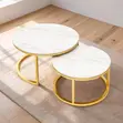 2-in-1 Nesting Coffee Table with Marble Effect Top & Gold Stand - 1