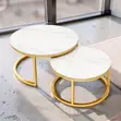 2-in-1 Nesting Coffee Table with Marble Effect Top & Gold Stand - 2