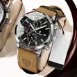 Poedagar Chronograph Leather Strap Watch - 3