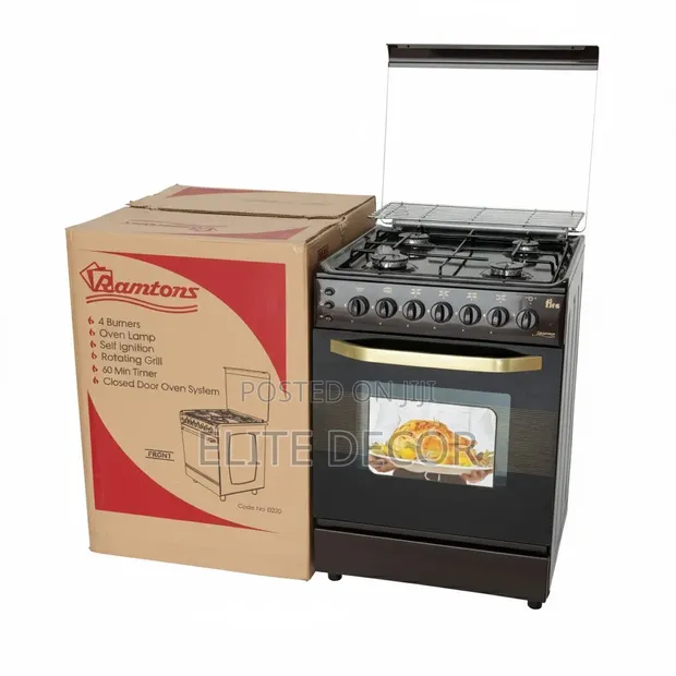Ramtons 55x60cm Full Gas Standing Cooker - 4 Burners, Gas Oven - 1