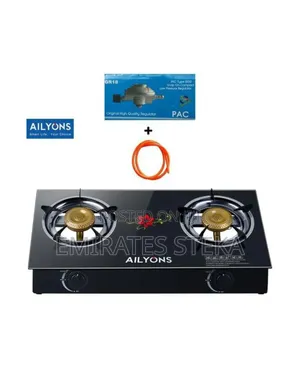 Ailyons GS014-5 2-Burner Glass Top Gas Cooker