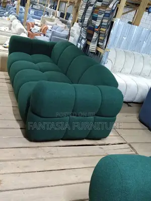 Sofa ya Kijani ya Plush yenye Viti 3