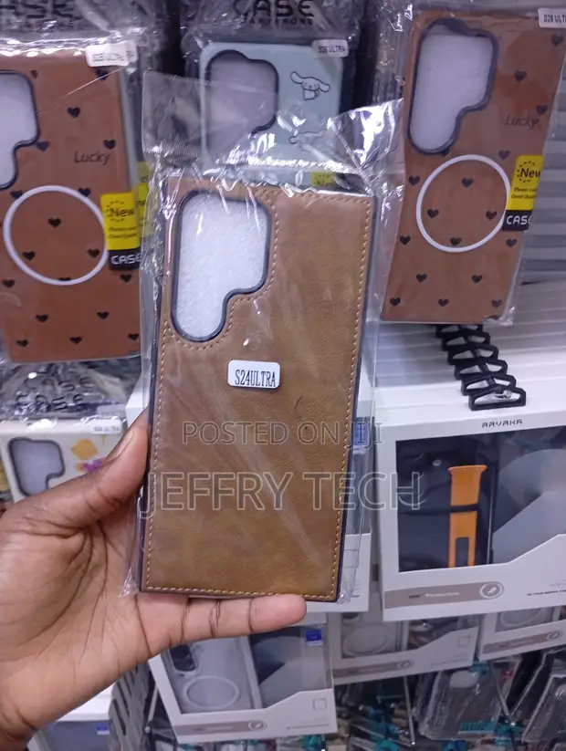 Brown Faux-Leather Back Case for Samsung Galaxy S24 Ultra - 1
