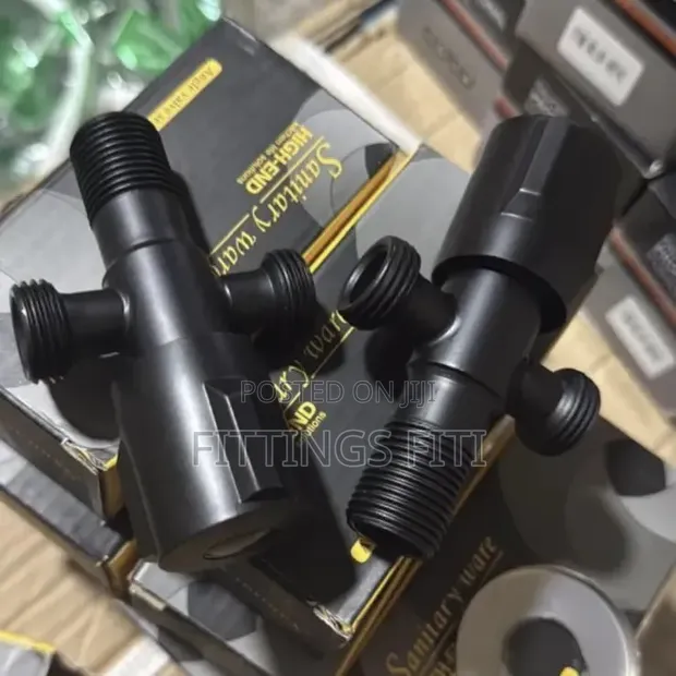 Black 3-Way Angle Valve for Arabic Shower Bidet - 1