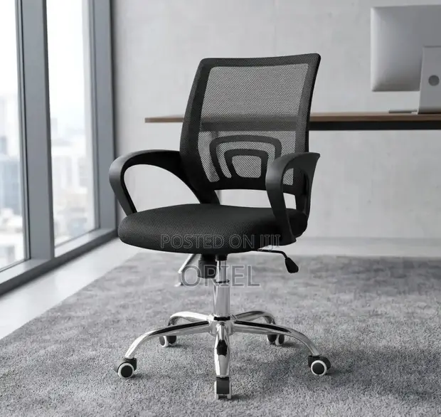 Height Adjustable Office Study Chair - Black - 1