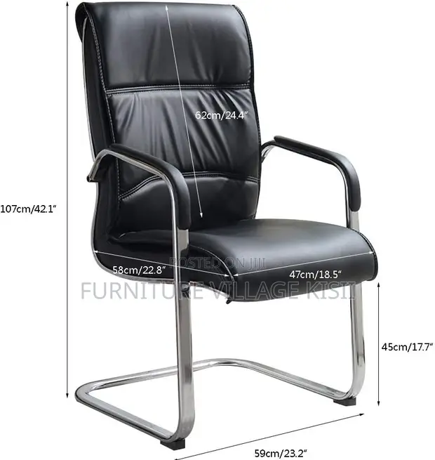 Executive Waiting Visitor Chair - Black Faux Leather - 1