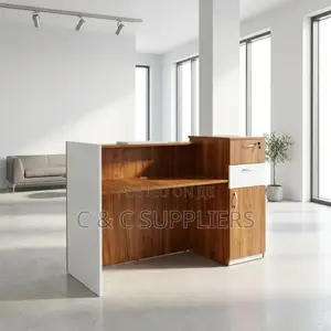 Office Brown Custom Reception Desk - 120cm