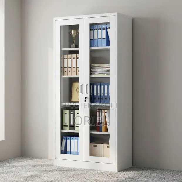 2-Door Transparent Glass Office Cabinet - 1