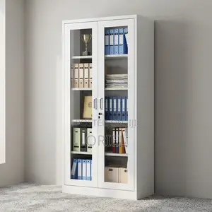 2-Door Transparent Glass Office Cabinet