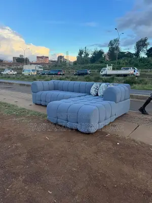 5 Seater Blue-Grey L-Shape Sofa
