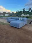 5 Seater Blue-Grey L-Shape Sofa - 2