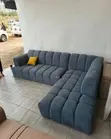 5 Seater Slate Grey Ribbed Bubble L-Shape Sofa - 1