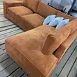5 Seater L-Shape Sofa: Copper-Brown Fabric - 1