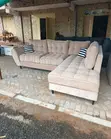 5 Seater Taupe Tufted L-Shape Sofa - 2
