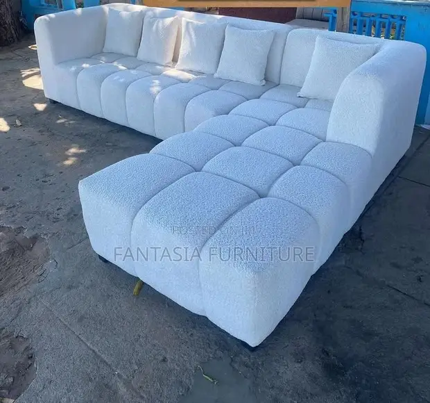 5 Seater Snow White Bubble Sofa - 1
