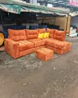 5 Seater L-Shape Sofa with Ottoman - Amber Orange - 2