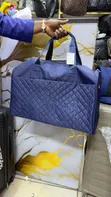 Navy Blue Emery Rose Quilted Duffle Bag - Medium - 1