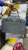 Navy Blue Emery Rose Quilted Duffle Bag - Medium - 2