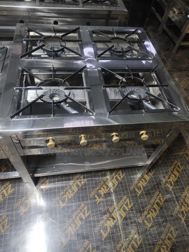 Commercial 4-Burner Square Stainless Steel Range - 1